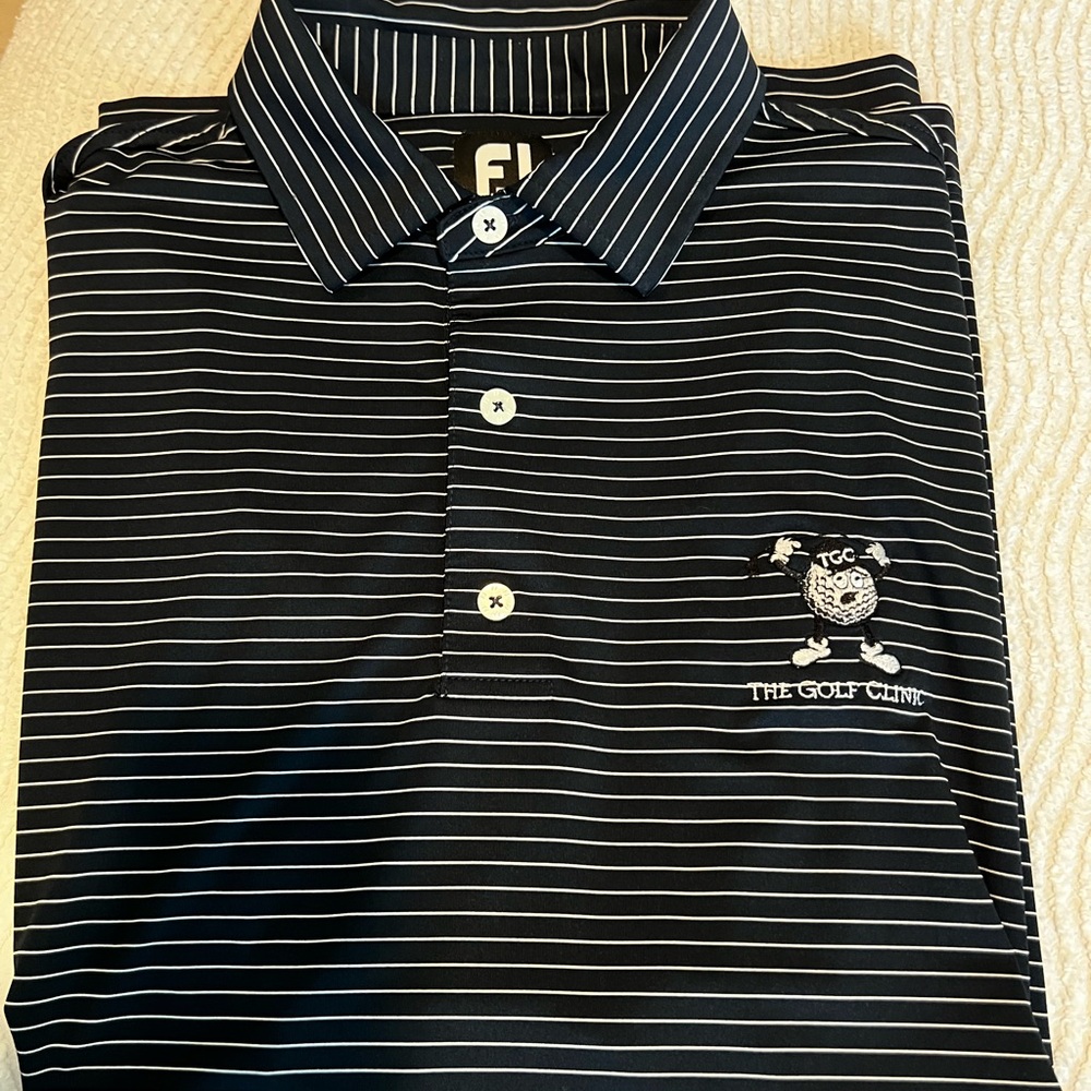 FootJoy Navy and White Striped Golf Polo Shirt